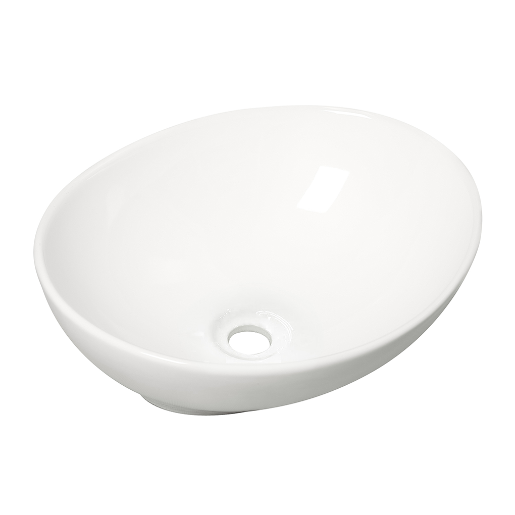 Wiesbaden Barco Waskom Ovaal Keramiek 40x33cm Glans Wit